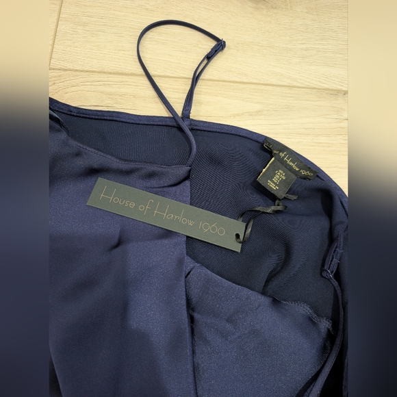 NWT House of Harlow 1960 Midnight Blue Satin Bodysuit - Picture 5 of 8